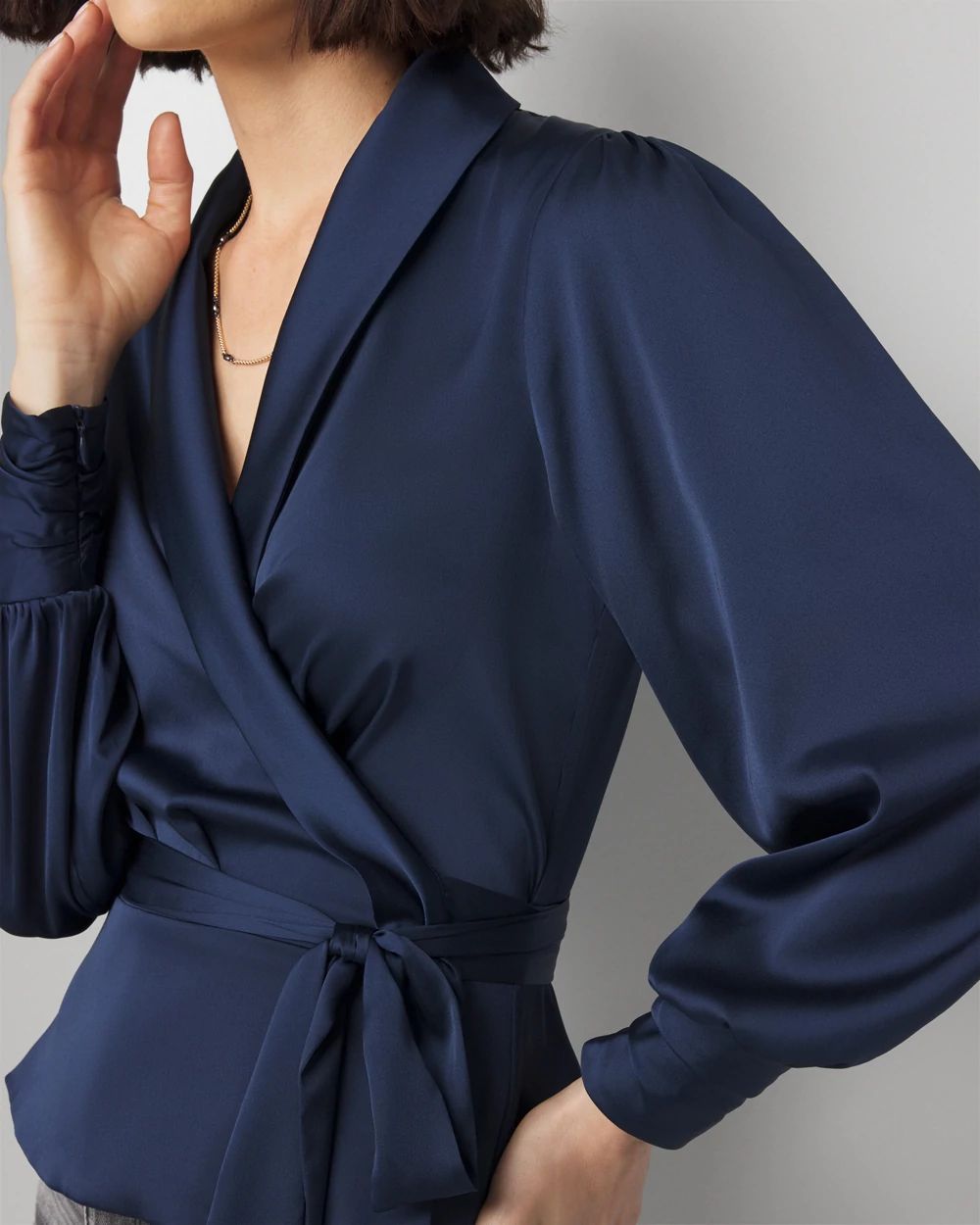 Long wrap blouse clearance